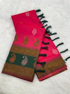 Alta calidad suave seda indio tradicional Sari oro cobre Zari trabajo elegante blusa elegante traje hecho a medida fiesta boda desgaste - Product Image 5