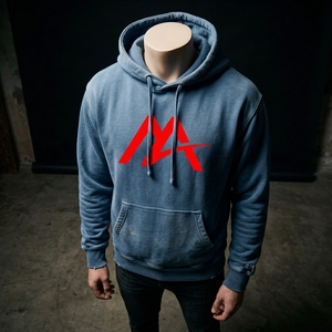 Sudadera con capucha de felpa azul lavado para hombre, con logo personalizado, estilo urbano, bolsillo canguro, venta al por mayor, OEM, ODM, ropa superior - Product Image 2