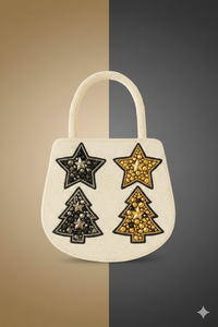 Sac à main de luxe pour fête de Noël, élégant et professionnel, orné de perles faites à la main, fermeture éclair, Père Noël - Product Image 2