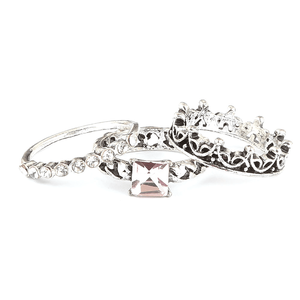 Anillo de Mujer con Piedras Decorativas - Plata - Rosa - Product Image 1