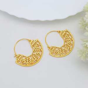 Exclusive <b>Top</b> Choice Hoop <b>Earring</b> 18k Gold Plated Brass <b>Earring</b> Filigree Texture Handmade Hoop <b>Earring</b> Wholesale Womens <b>Earring</b> - Product Image 4
