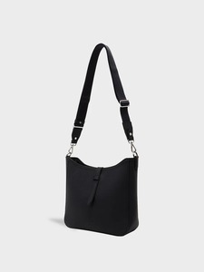 Sac hobo vintage en cuir véritable noir pour femme, bandoulière large, sac à bandoulière, sac seau souple et décontracté, minimaliste et tendance - Product Image 6