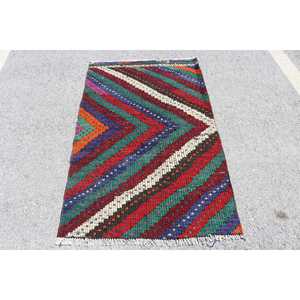 Tapis turc vintage, tapis d'appoint 3,1x5 pi (93x153 cm), tapis en laine rouge à imprimé animal - Product Image 1
