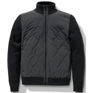 Mens Tailored Hybrid Sweater Quilted Front Zip Knit Jacket Long Sleeve Smart Casual Layering Outerwear - Product Image 1