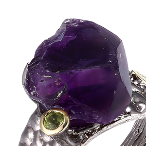 Fatti a mano di Grandi <span class=keywords><strong>Ametista</strong></span> <span class=keywords><strong>Pietra</strong></span> Grezza 925 <span class=keywords><strong>Anello</strong></span> In Argento Sterling - Product Image 5