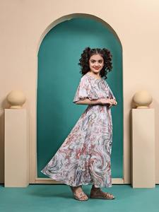 Nouveaux lancements décontracté filles vêtements ensembles Oneside manches Denim tissu imprimé Dupatta Maslin robe en mousseline de soie pour les événements ethniques - Product Image 4