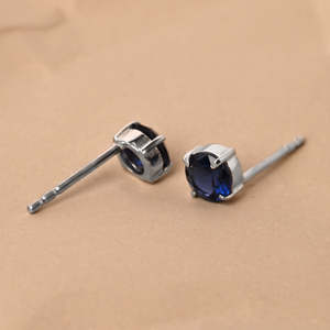 NOVAMART Fine 925 Sterling Silver Royal Blue <b>Studs</b> <b>Earrings</b> Ball-shaped Diamond Sapphire <b>Turquoise</b> Rose Gold Gift for Kids and G - Product Image 3