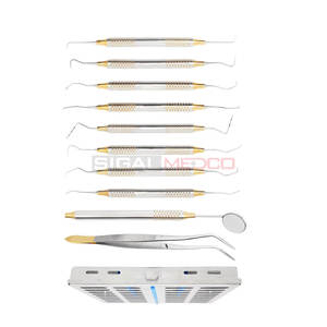 Kit de Instrumentos para Higienistas Dentales, 10 Piezas, Manual, Acero Inoxidable Alemán, Casete de Esterilización, Profesional, Profilaxis - Product Image 6