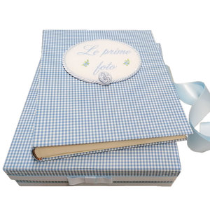 Album photo Zephir - Bleu clair ou rose, fait main, papier de haute qualité et couverture en PU, fermeture à boucle, porte-cartes photo - Product Image 1