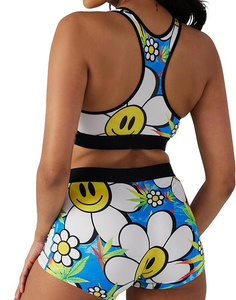 Conjunto de Top y pantalones cortos sin mangas para deportes de yoga para mujer hecho en EE. UU. Con cintura elástica Logotipo frontal Posición Spandex/Poliéster Directo de fábrica - Product Image 2