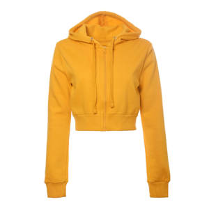 Sudadera con Capucha para Mujer con Logotipo Personalizado, Top Corto con Cremallera, Ropa de Moda para Fitness, Top Corto con Cordón - Product Image 1