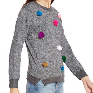 Venta caliente color personalizado más tamaño en relieve Logo poliéster sudadera Vintage de gran tamaño pulóver cuello redondo Sudadera Mujer - Product Image 3