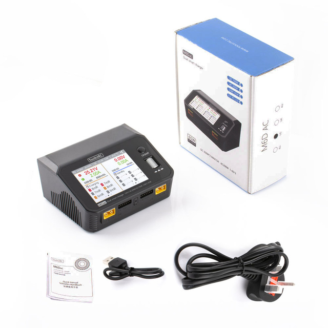 ToolkitRC M6DAC 200W DC 700W 15A*2 USB-C 65W QC3.0 Dual Channel Smart Lipo Battery Charger Discharger for 1-6S Lipo Battery