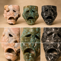 Masque en cristal sculpté en forme de visage triste, ornement en pierre naturelle pour décoration d'étagère, espace de méditation et exposition artistique