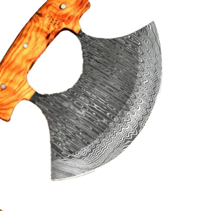 Handmade Traditional Ulu <b>Knife</b> Damascus Steel Blade Smooth Surface Precision <b>Sharpened</b> Edge Right Hand Wood Handle Eco-Friendly - Product Image 4