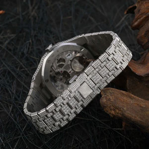 High Quality Custom Size <b>Men's</b> <b>Wrist</b> <b>Watch</b> Latest Hip Hop Style Sparkling Moissanite Diamonds VVS Clarity Stainless Steel Glass - Product Image 2