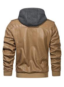 Chaqueta de Cuero para Hombre con Capucha, Diseño Personalizado, Cómoda, Duradera, Cálida, Ligera, Estilo Casual, Ropa Urbana, Venta al Por Mayor - Product Image 5