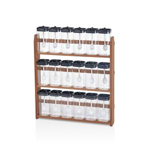 Barattolo di spezie da 18 pezzi con cucchiaio supporto in legno Vaso di spezie da 12 pezzi Etichetta di spezie da 24 pezzi 300 ML