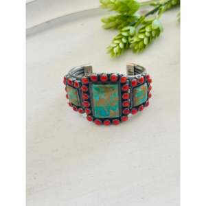 Kirk Smith Fashion <b>Cuff</b> <b>Bracelet</b> Multi-Strone & Sterling <b>Silver</b> Cluster Design - Product Image 1