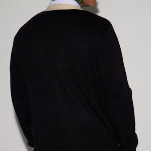 Pull en tricot personnalisé avec broderie, cardigan varsity pour homme, tricot à manches longues, uniforme, jacquard, col en V, cardigan en tricot pour homme - Product Image 5