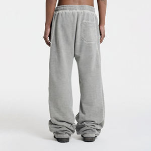 กางเกงวอร์มผ้าคอตตอนแห้งเร็วสำหรับผู้ชาย, กางเกงเอวสูงด้านหน้าตรงขาตรงน้ำหนักเบาระบายอากาศได้ดีผ้า100% ลำลอง - Product Image 4