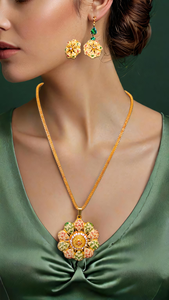 Ensemble de boucles d'oreilles collier de qualité supérieure avec plaqué or 22Ct Ensemble de boucles d'oreilles collier Design à la mode pour les femmes portent des bijoux - Product Image 3