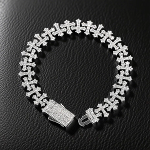 Bracelet de luxe en argent 925 avec croix sertie de diamants en moissanite VVS, bijoux tendance hip-hop - Product Image 4