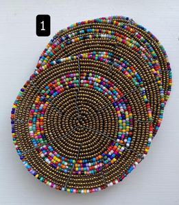 จานรองแก้วลูกปัดทำด้วยมือถาดรองแก้วลูกปัดรีไซเคิลที่สวยงามและมีชีวิตชีวา - Product Image 1