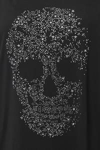 Black Skull Embellished Graphic Streetwear Customizable <b>Loose</b> Summer Eco-Friendly T-<b>Shirt</b> <b>for</b> <b>Women</b> - Product Image 4