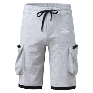 Vente de logo personnalisé pour hommes, short de survêtement cargo brodé pour hommes, short de sport, 100% coton, short de survêtement unisexe pour salle de sport. - Product Image 2