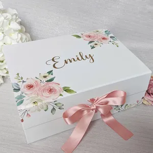 LABON Holiday Party proposta damigella d'onore personalizzata confezione regalo floreale con nastro rosa