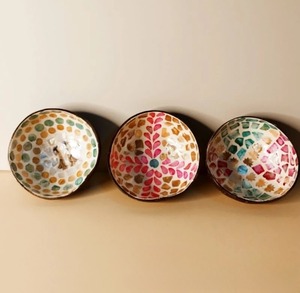Bol en coquille de noix de coco fait main, bol de service décoratif, poli, écologique, vaisselle ronde, Vietnam - Product Image 1