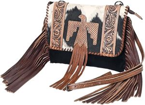 <b>Animal</b> <b>Fur</b> Leather Sling Bag Hand Tooled Handbag Women Leather Purse Cow Girls Bags Purse - Product Image 5