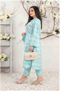 Vestido Salwar Kameez de lino de alta calidad para mujer, ropa de moda modesta con estampado paquistaní transpirable para mujer - Product Image 5