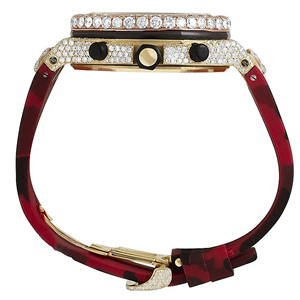 En gros Moissanite Diamant Quartz Verre Cadran pour De Luxe Hip Hop Rouge Bande de Caoutchouc Montres Édition Limitée - Product Image 5