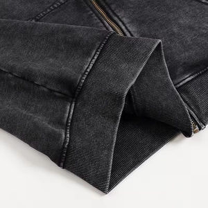 Sweat à capuche pour homme, fermeture éclair, hiver, vintage, lavé, poids lourd, coupe régulière, logo personnalisé, coton vierge, poche, respirant - Product Image 6