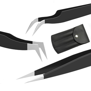 Pince à épiler ESD en acier inoxydable à pointe fine noire droite industrielle de haute qualité produit de sécurité antistatique non magnétique - Product Image 1