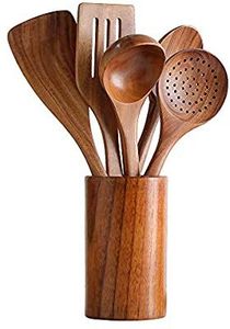 Juego de cucharas de madera natural con superficie pulida Ideal para mezclar salsas y revolver sopas sin dañar los utensilios de cocina - Product Image 5