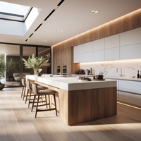 Meubles de cuisine haut de gamme, design moderne, ensemble d'armoires de cuisine en bois massif, unités de cuisine personnalisées, système de meubles