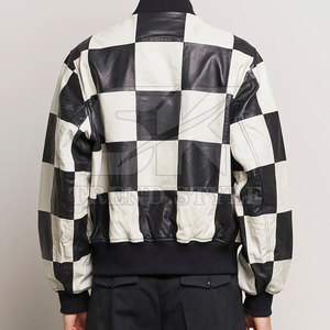 Veste en cuir véritable pour homme avec design patchwork et style street moderne Veste en cuir patchwork pour homme - Product Image 5