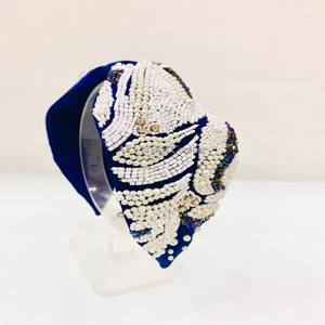 Customized High Quality Crystal Rhinestone Beaded <b>Headband</b> Stylish Fashionable Hand Sewn Hairband for Party Casual Wear - Product Image 1