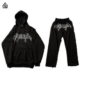 Chándales de diseño personalizado con cremallera y diamantes de imitación, ropa de calle de Otoño de alta calidad, chándal holgado marrón, conjuntos de Jogger de 2 piezas - Product Image 1