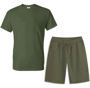 Ensemble de vêtements de sport d'été pour hommes T-shirt et short Fitness personnalisé Tenue décontractée Motif solide Meilleur prix - Product Image 2