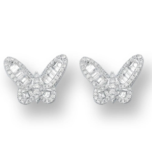 Classic 14K Gold Glitter <b>Butterfly</b> Stud Earrings Fine Jewelry for Weddings Engagements & Parties Featuring Mossianite Diamonds - Product Image 1