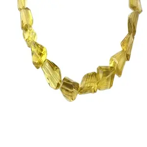 Best Quality Beautiful 1 Strand Natural Lemon Gemstone Faceted Nuggets Shape Beads Indian Manufracture