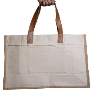 Sac fourre-tout en toile 100% coton de grande taille avec poignée longue, fermeture éclair, personnalisable avec logo imprimé, sac de shopping - Product Image 1
