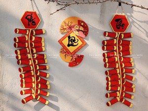 Ensemble de décorations de feux d'artifice religieux en bois, dernières créations pour le Tet 2024, décoration de la maison, cadeaux de vacances, Vietnam - Product Image 6