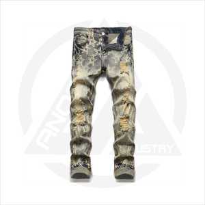 กางเกงยีนส์ขายาวของผู้ชายทรงตรงกางเกงยีนส์ขาดๆสไตล์วินเทจ - Product Image 1