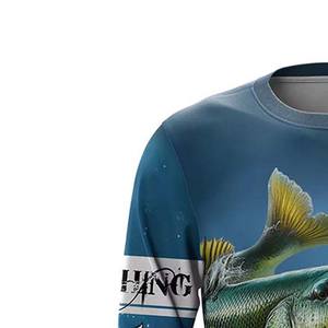 Camiseta de pesca de calidad superior con logotipo personalizado, camiseta de pesca de manga larga UV para hombre, camiseta de pesca transpirable con cuello redondo - Product Image 3