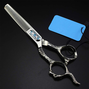 Kit de tijeras de peluquero con mango de dragón 440c, corte de pulido y adelgazamiento, Kit de tijera de salón de acero alemán de 5,5 pulgadas - Product Image 3